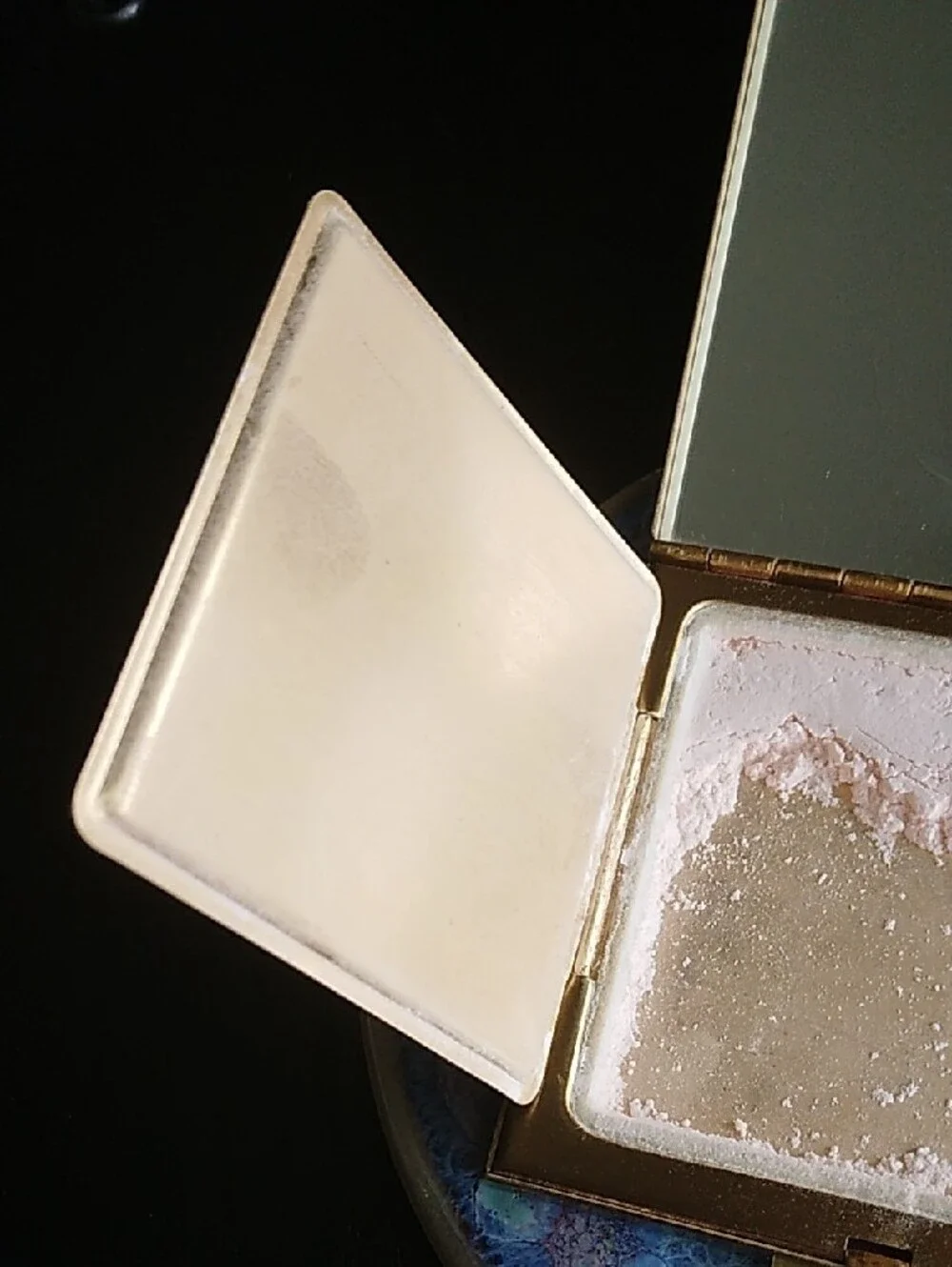 Vintage Volupte 1940s 1950s Gold Floral Powder Compact Mirror